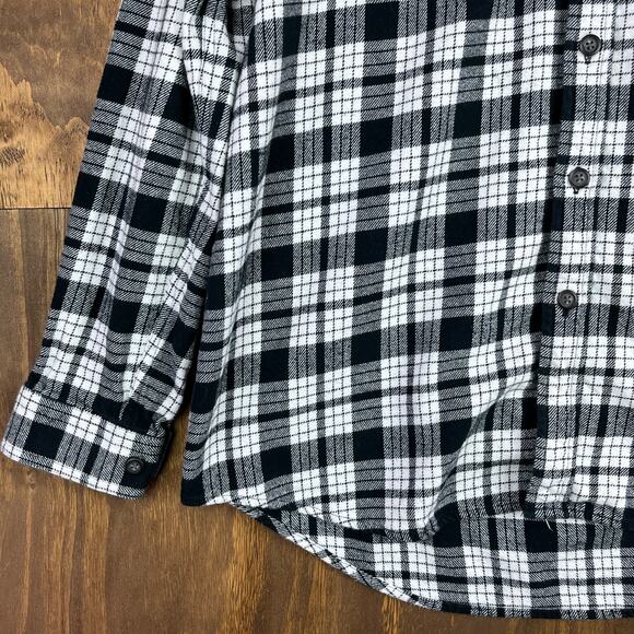 Anchorage Expedition Mens Shirt Black White Plaid Cotton Flannel Outdoors Large - Picture 3 of 12